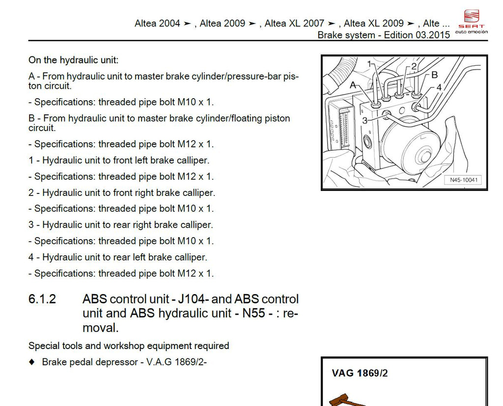 Seat Altea XL 2007-2015 Service Workshop Manual