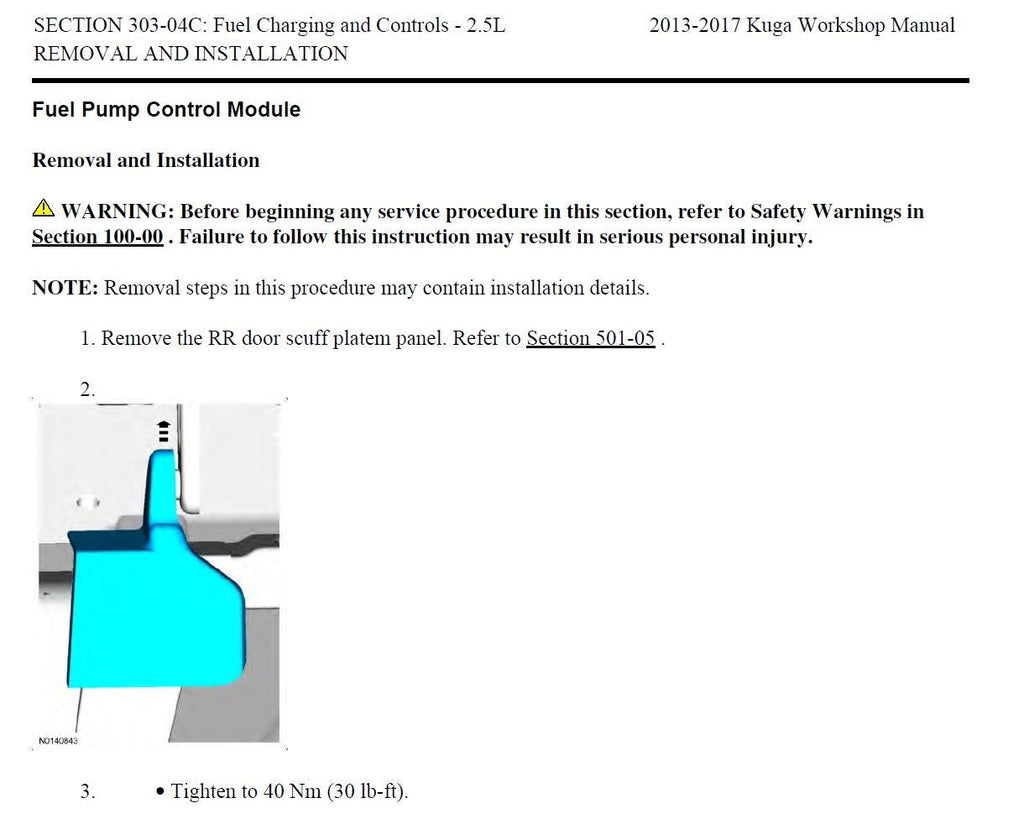 Ford Kuga 2013-2017 Service Workshop Manual