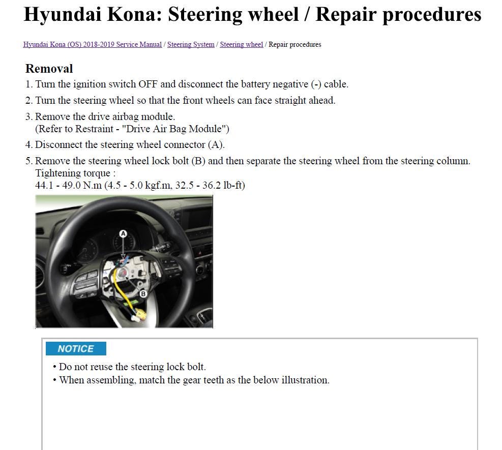Hyundai Kona 2017-2019 Service Workshop Manual