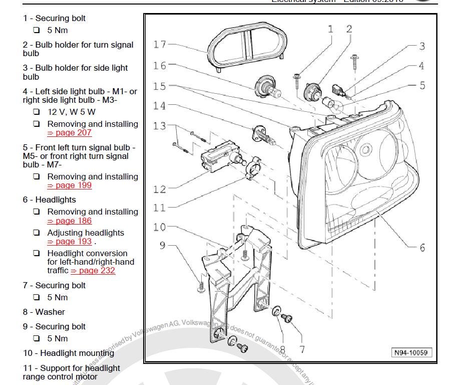 Volkswagen Transporter T5 2003-2015 Service Workshop Manual