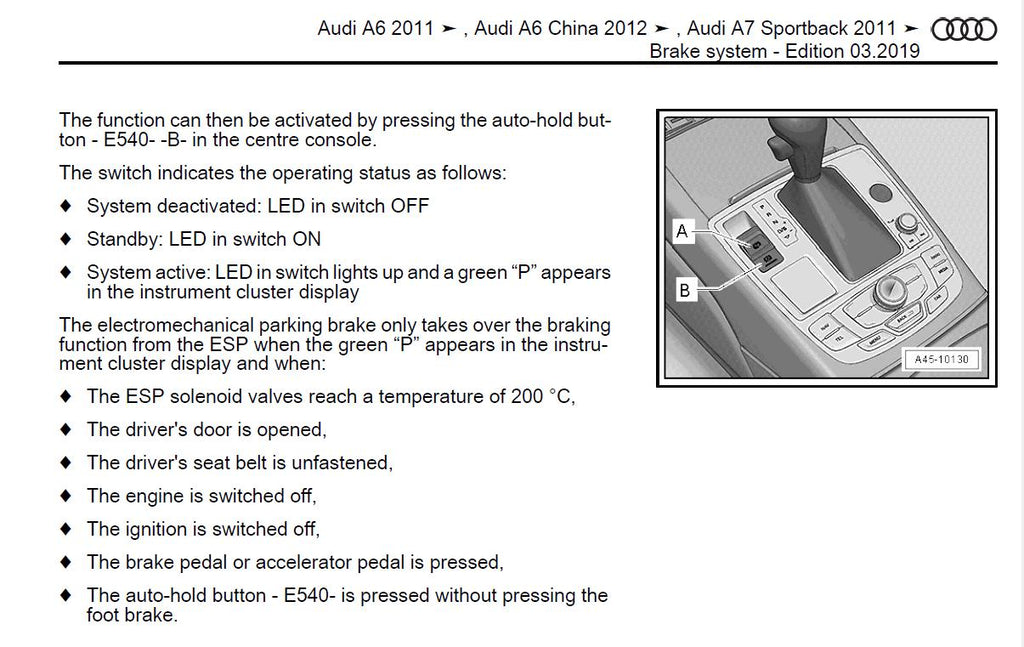 Audi A6 2011-2017 Service Workshop Manual